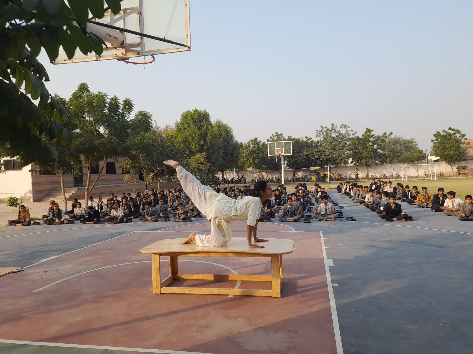 Krati — yoga demonstration, school